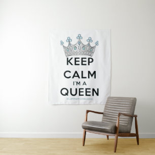 SlipperyJoe's Keep-Calm-Queen poliertes Silber-Kro Wandteppich