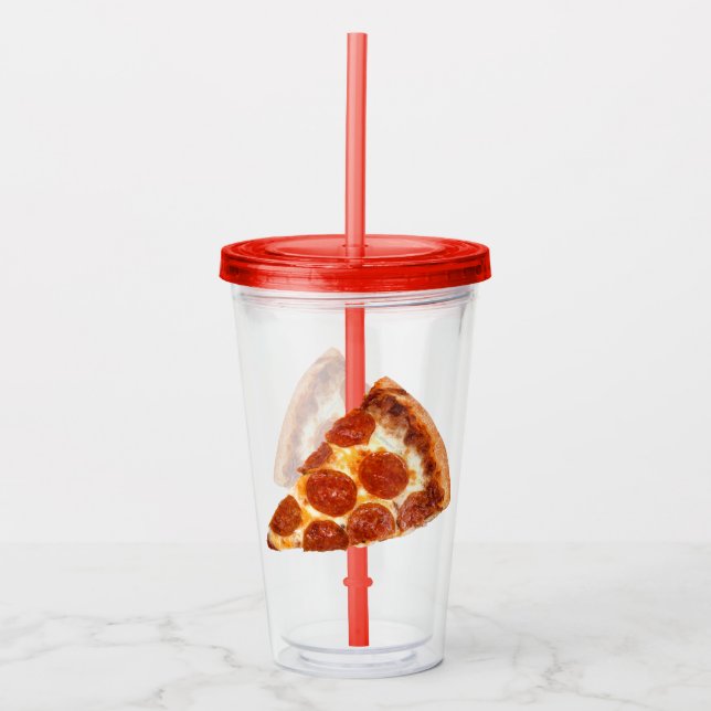 SlipperyJoe's klassische Pepperoni-Pizzaschnitt ge Acryltrinkbecher (Vorderseite)