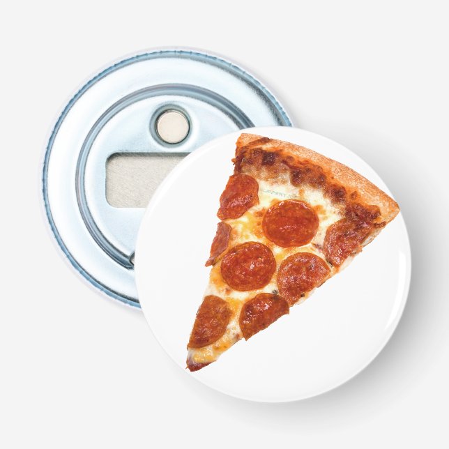 SlipperyJoe's klassische Pepperoni-Pizzaschnitt ge Flaschenöffner (Vorderseite)