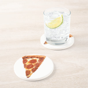 SlipperyJoe's klassische Pepperoni-Pizzaschnitt ge Getränkeuntersetzer