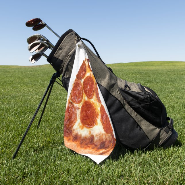 SlipperyJoe's klassische Pepperoni-Pizzaschnitt ge Golfhandtuch (Gras)
