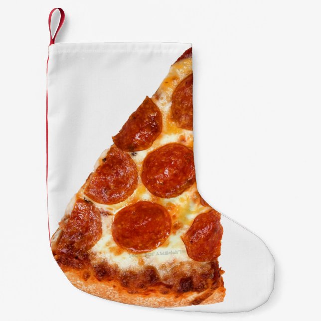 SlipperyJoe's klassische Pepperoni-Pizzaschnitt ge Kleiner Weihnachtsstrumpf (Vorderseite)
