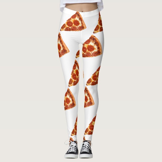 SlipperyJoe's klassische Pepperoni-Pizzaschnitt ge Leggings (Vorderseite)