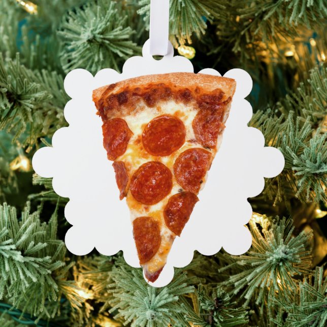 SlipperyJoe's klassische Pepperoni-Pizzaschnitt ge Ornament Karte (Insitu (Baum))