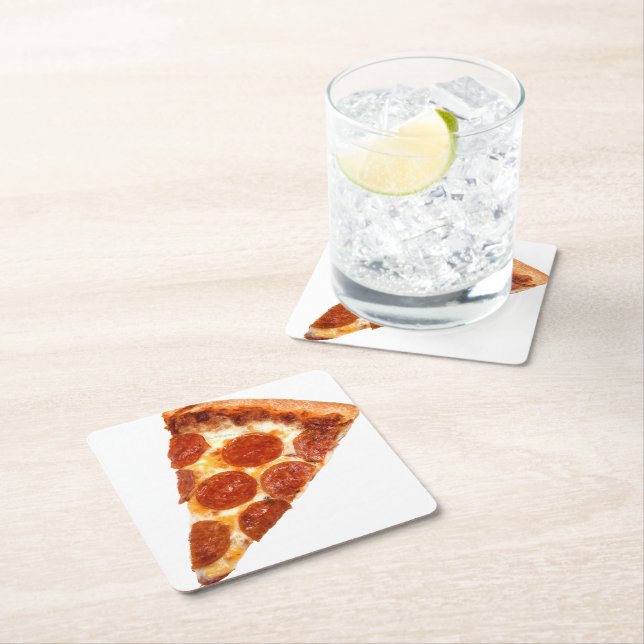 SlipperyJoe's klassische Pepperoni-Pizzaschnitt ge Rechteckiger Pappuntersetzer (Vor Ort)