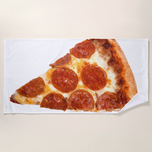 SlipperyJoe's klassische Pepperoni-Pizzaschnitt ge Strandtuch (Vorderseite)