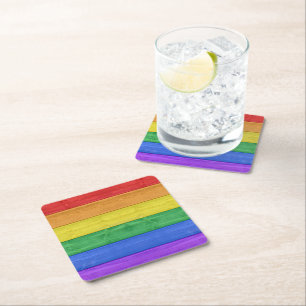 SlipperyJoe's klassischer Regenbogen-Tastsinn hand Rechteckiger Pappuntersetzer