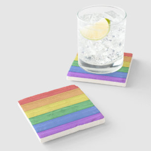 SlipperyJoe's klassischer Regenbogen-Tastsinn hand Steinuntersetzer
