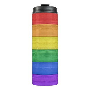 SlipperyJoe's klassischer Regenbogen-Tastsinn hand Thermosbecher