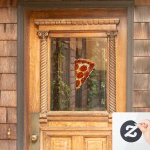 SlipperyJoe's klassisches Pepperoni-Pizza-Stück ge Fensteraufkleber