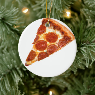 SlipperyJoe's klassisches Pepperoni-Pizza-Stück ge Keramik Ornament