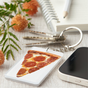 SlipperyJoe's klassisches Pepperoni-Pizza-Stück ge Schlüsselanhänger