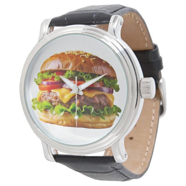 SlipperyJoe's köstlich gestapelte Hamburger-Thic Armbanduhr (Schrägansicht)