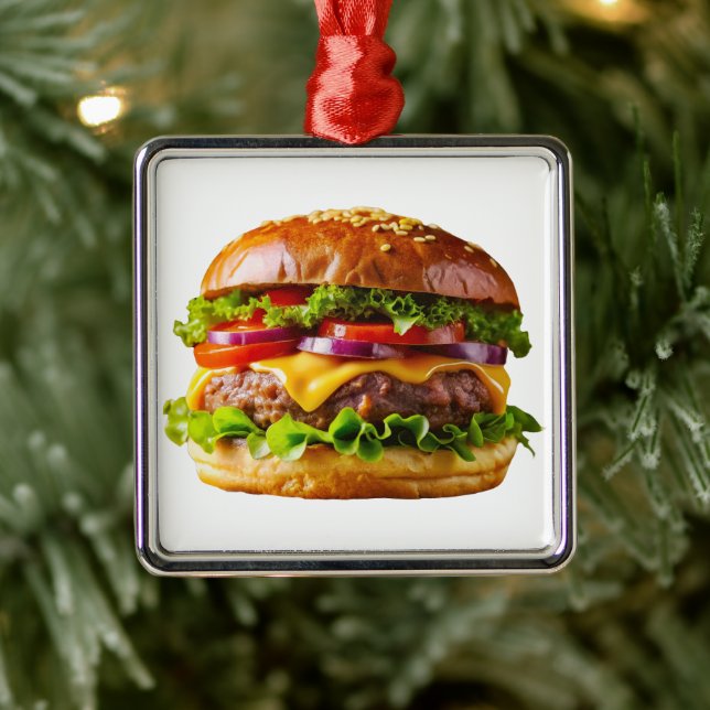 SlipperyJoe's köstlich gestapelte Hamburger-Thic Ornament Aus Metall (Baum)