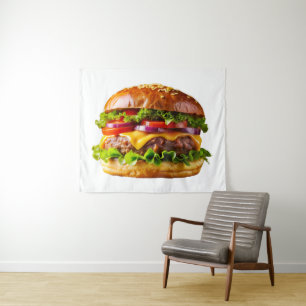 SlipperyJoe's köstlich gestapelte Hamburger-Thic Wandteppich