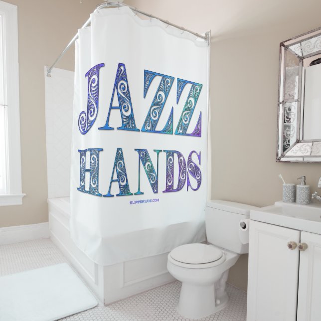 SlipperyJoe's künstlerische Jazz Hands lebendige F Duschvorhang (Beispiel)