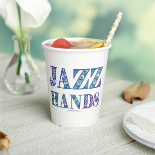 SlipperyJoe's künstlerische Jazz Hands lebendige F Pappbecher