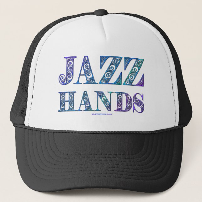 SlipperyJoe's künstlerische Jazz Hands lebendige F Truckerkappe (Vorderseite)