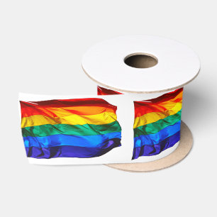 SlipperyJoe's künstlerische Wave Gay Pride Flag Ge Satinband