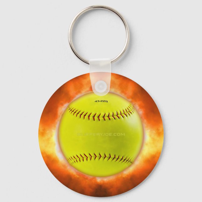 SlipperyJoe's künstlerischer Softball auf Feuer-Sc Schlüsselanhänger (Vorderseite)