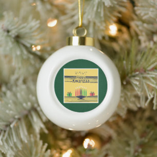 SlipperyJoe's Kwanzaa warme feierliche Tontraditio Keramik Kugel-Ornament
