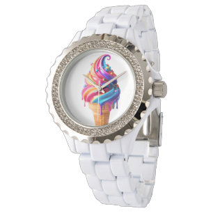 SlipperyJoe's lebendige Speisekarte mit Eis Armbanduhr