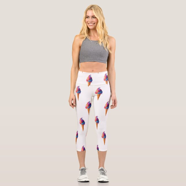 SlipperyJoe's lebendige Speisekarte mit Eis Capri Leggings (Vorderseite)