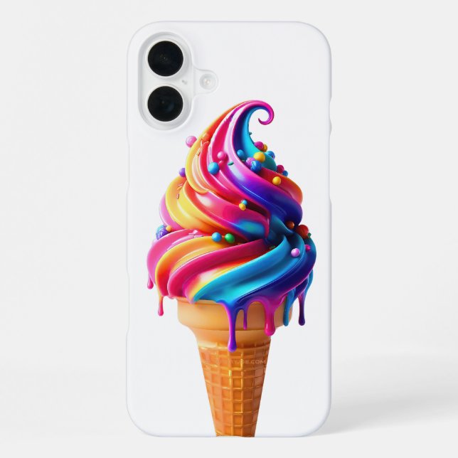 SlipperyJoe's lebendige Speisekarte mit Eis iPhone 16 Plus Hülle (Rückseite)