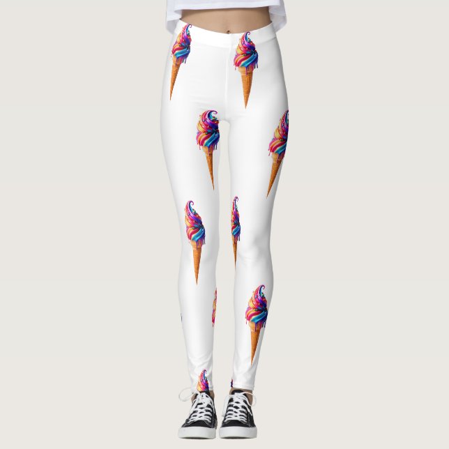 SlipperyJoe's lebendige Speisekarte mit Eis Leggings (Vorderseite)