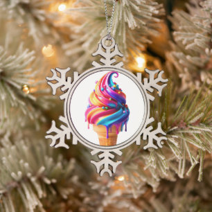 SlipperyJoe's lebendige Speisekarte mit Eis Schneeflocken Zinn-Ornament