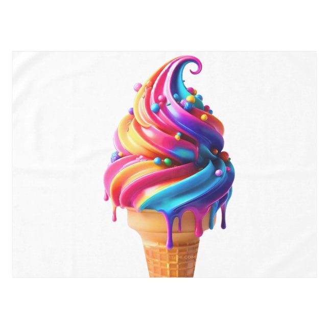 SlipperyJoe's lebendige Speisekarte mit Eis Tischdecke (Vorderseite (Horizontal))