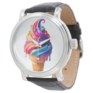 SlipperyJoe's lebhafter Eiscremekegel, ein Klassik Armbanduhr