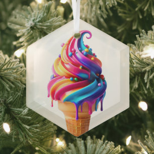 SlipperyJoe's lebhafter Eiscremekegel, ein Klassik Ornament Aus Glas