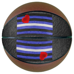SlipperyJoe's Leder-Stolzflagge schwarz königsblau Basketball