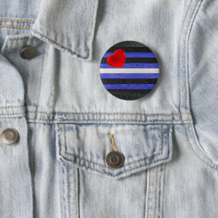 SlipperyJoe's Leder-Stolzflagge schwarz königsblau Button