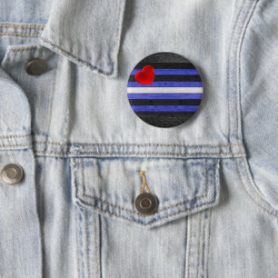 SlipperyJoe's Leder-Stolzflagge schwarz königsblau Button