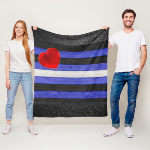SlipperyJoe's Leder-Stolzflagge schwarz königsblau Fleecedecke