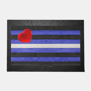 SlipperyJoe's Leder-Stolzflagge schwarz königsblau Fußmatte