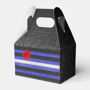 SlipperyJoe's Leder-Stolzflagge schwarz königsblau Geschenkschachtel