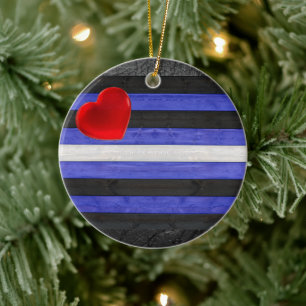 SlipperyJoe's Leder-Stolzflagge schwarz königsblau Keramik Ornament