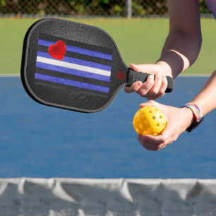 SlipperyJoe's Leder-Stolzflagge schwarz königsblau Pickleball Schläger