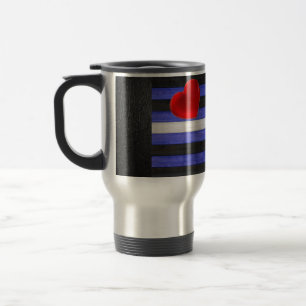 SlipperyJoe's Leder-Stolzflagge schwarz königsblau Reisebecher