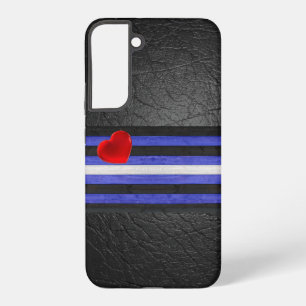 SlipperyJoe's Leder-Stolzflagge schwarz königsblau Samsung Galaxy Hülle