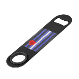 SlipperyJoe's Leder-Stolzflagge schwarz königsblau Speed Flaschenöffner