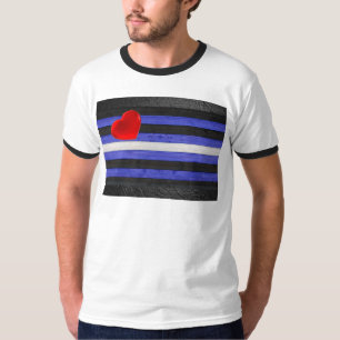 SlipperyJoe's Leder-Stolzflagge schwarz königsblau T-Shirt