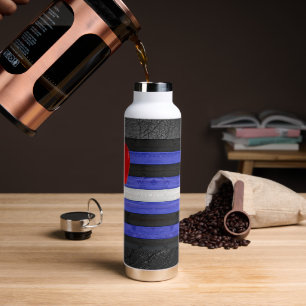 SlipperyJoe's Leder-Stolzflagge schwarz königsblau Trinkflasche