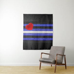 SlipperyJoe's Leder-Stolzflagge schwarz königsblau Wandteppich