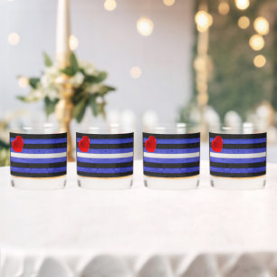 SlipperyJoe's Leder-Stolzflagge schwarz königsblau Whiskyglas