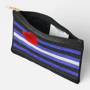 SlipperyJoe's Leder-Stolzflagge schwarz königsblau Zubehörtasche