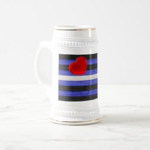 SlipperyJoe's Lederstolperflagge schwarz königsbla Bierglas